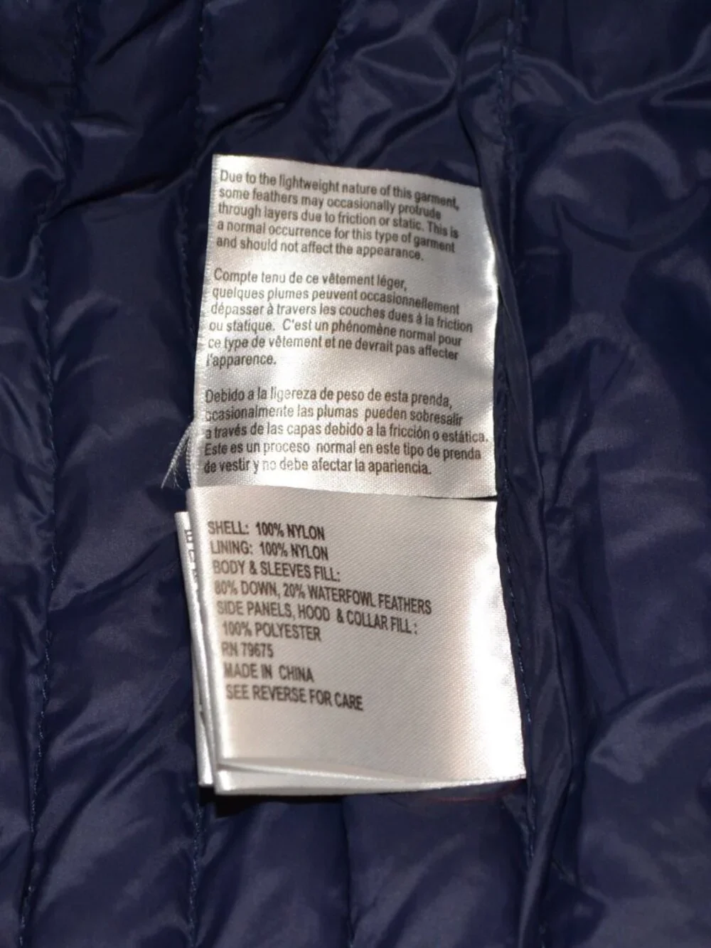 Michael Kors Navy Blue quilted Puffer Packable Down filled Trench jacket, sz S